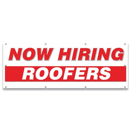 Signmission Now Hiring Roofers Banner Apply Inside Accepting Application Single Sided B-96-30298